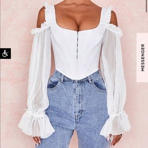 House of CB 'CLAUDETTE' WHITE CORSET WITH DROP SLEEVES